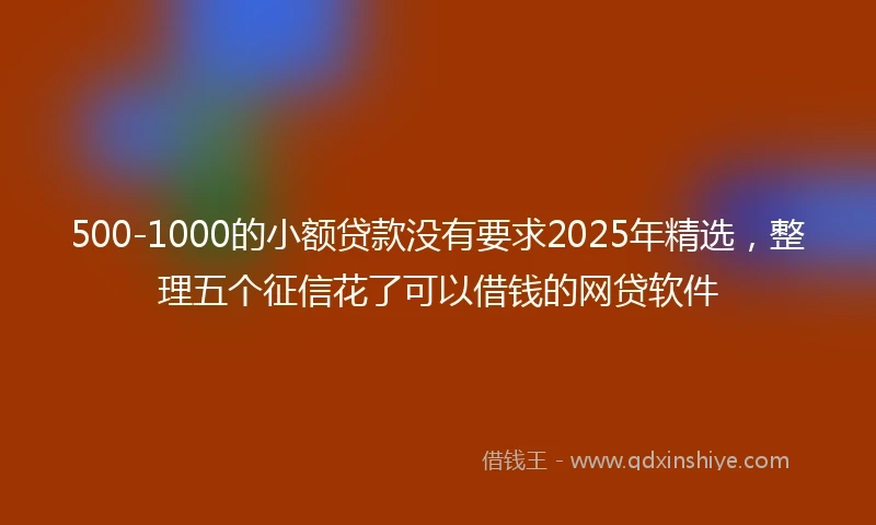 500-1000的小额贷款没有要求2025年精选，整理五个征信花了可以借钱的网贷软件