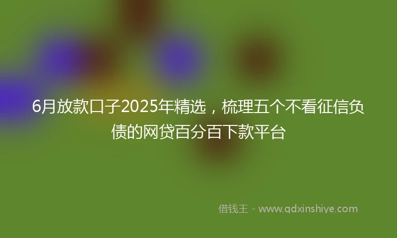 6月放款口子2025年精选，梳理五个不看征信负债的网贷百分百下款平台
