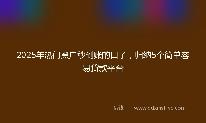 2025年热门黑户秒到账的口子，归纳5个简单容易贷款平台