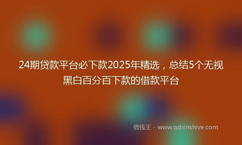 24期贷款平台必下款2025年精选，总结5个无视黑白百分百下款的借款平台
