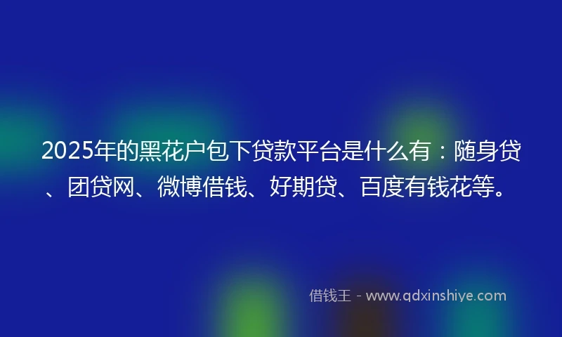 2025年的黑花户包下贷款平台是什么有：随身贷、团贷网、微博借钱、好期贷、百度有钱花等。