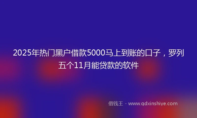 2025年热门黑户借款5000马上到账的口子，罗列五个11月能贷款的软件