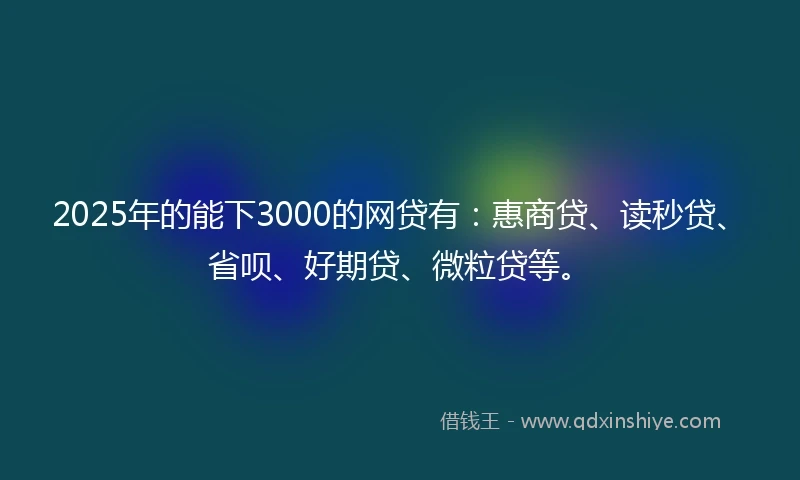 2025年的能下3000的网贷有：惠商贷、读秒贷、省呗、好期贷、微粒贷等。