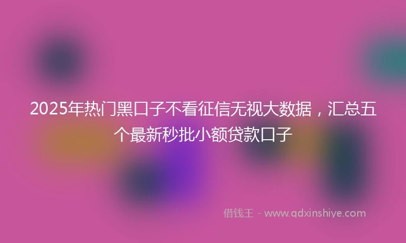 2025年热门黑口子不看征信无视大数据，汇总五个最新秒批小额贷款口子