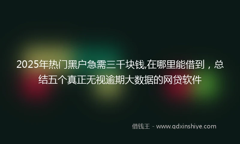 2025年热门黑户急需三千块钱,在哪里能借到，总结五个真正无视逾期大数据的网贷软件