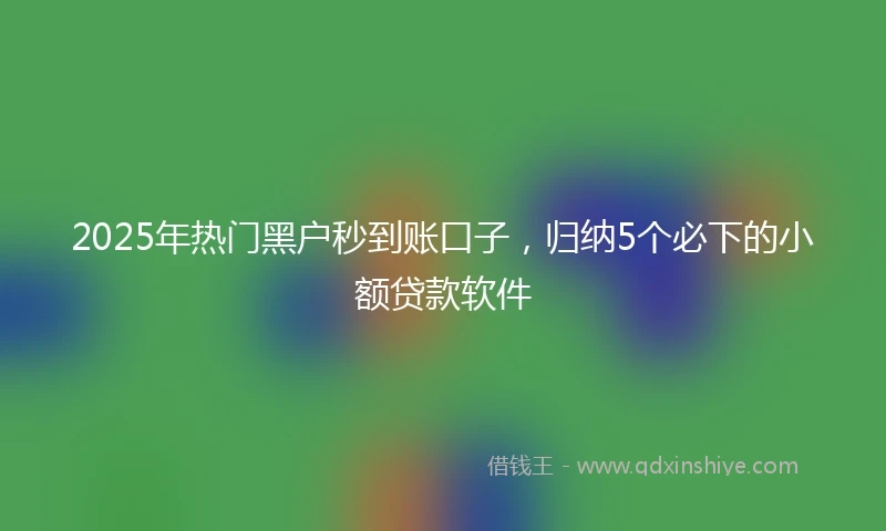 2025年热门黑户秒到账口子，归纳5个必下的小额贷款软件