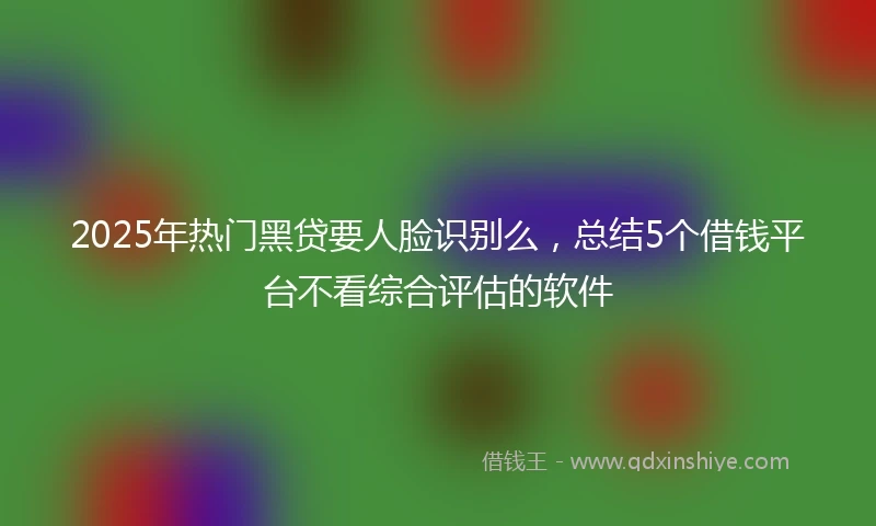 2025年热门黑贷要人脸识别么，总结5个借钱平台不看综合评估的软件