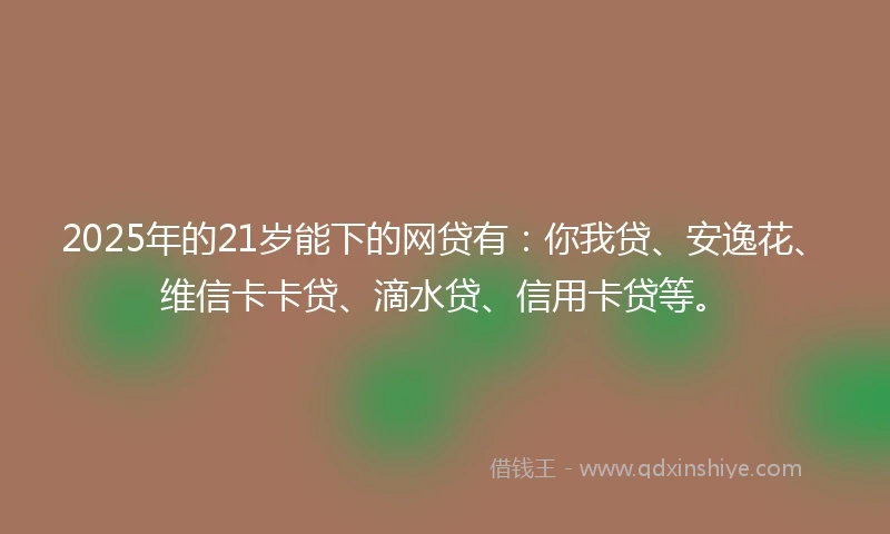 2025年的21岁能下的网贷有：你我贷、安逸花、维信卡卡贷、滴水贷、信用卡贷等。