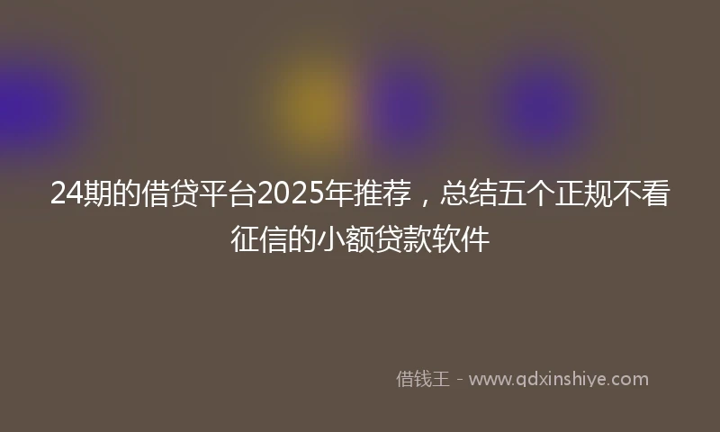 24期的借贷平台2025年推荐，总结五个正规不看征信的小额贷款软件