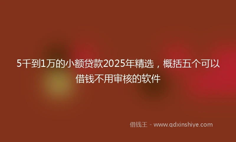 5千到1万的小额贷款2025年精选，概括五个可以借钱不用审核的软件