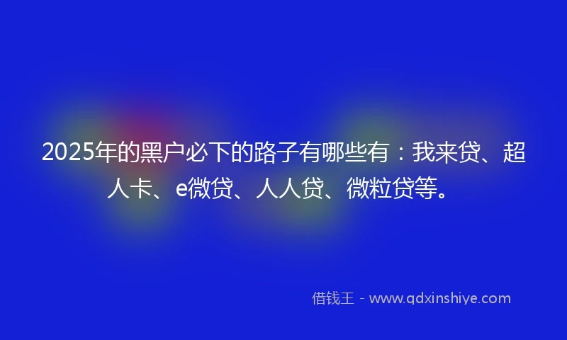 2025年的黑户必下的路子有哪些有：我来贷、超人卡、e微贷、人人贷、微粒贷等。