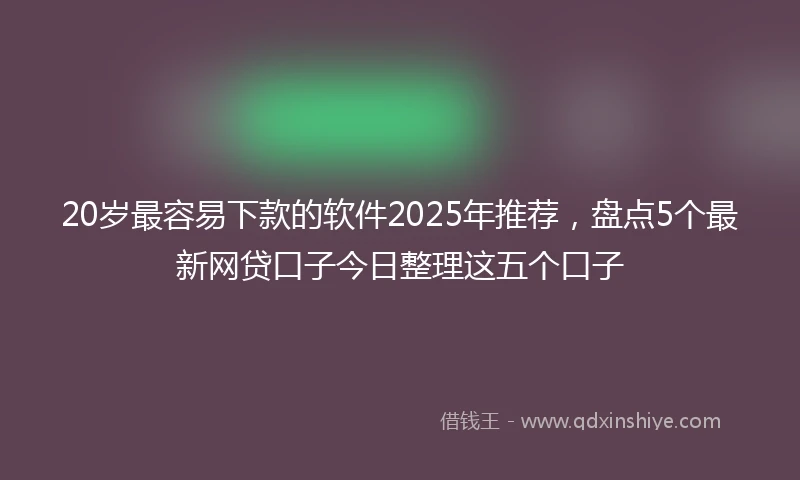 20岁最容易下款的软件2025年推荐，盘点5个最新网贷口子今日整理这五个口子