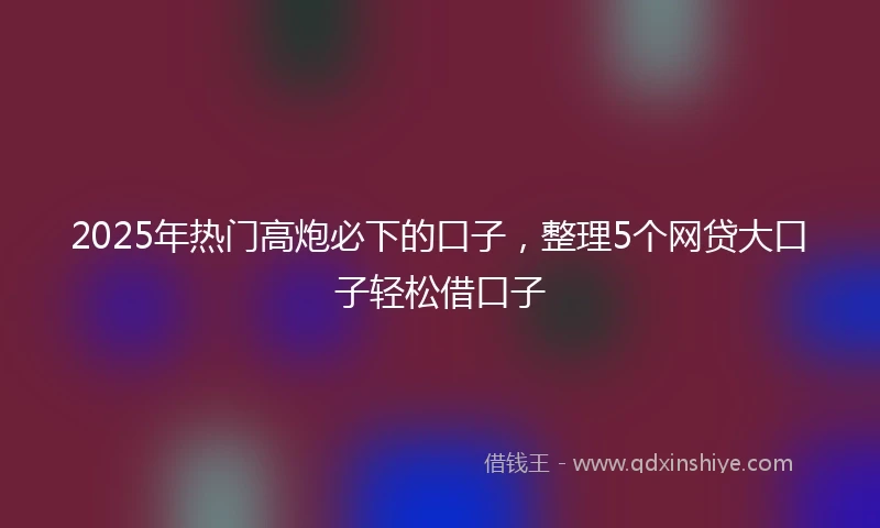 2025年热门高炮必下的口子，整理5个网贷大口子轻松借口子