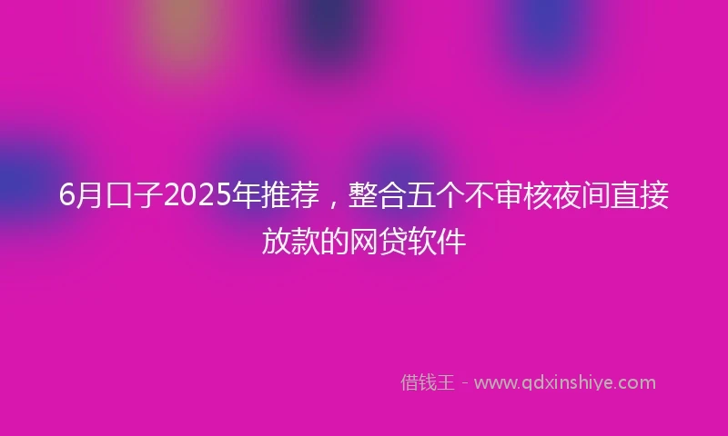 6月口子2025年推荐，整合五个不审核夜间直接放款的网贷软件