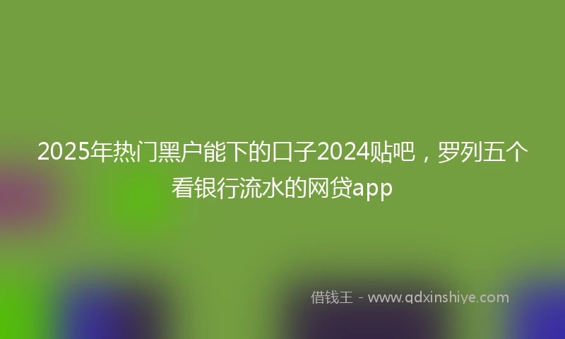2025年热门黑户能下的口子2024贴吧，罗列五个看银行流水的网贷app