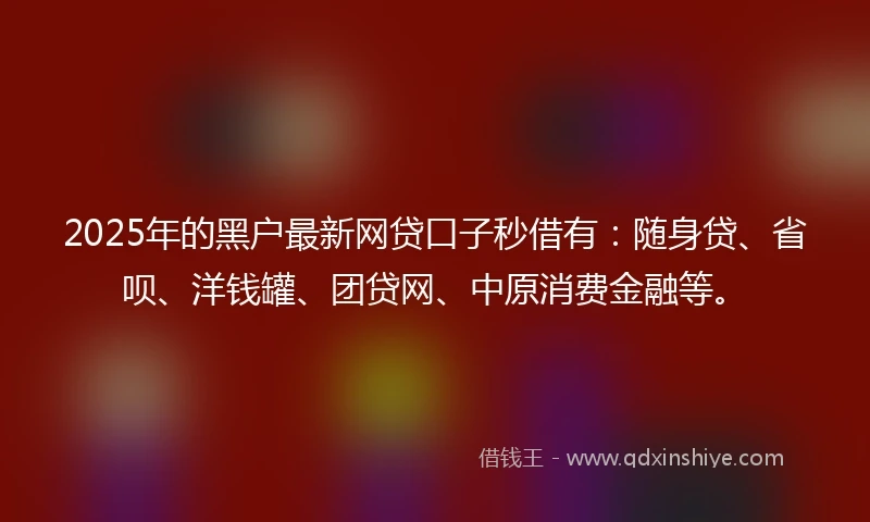 2025年的黑户最新网贷口子秒借有：随身贷、省呗、洋钱罐、团贷网、中原消费金融等。