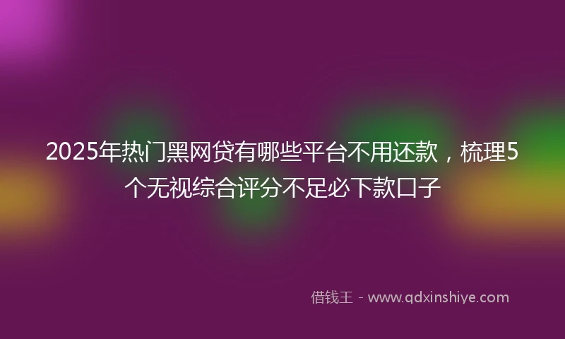 2025年热门黑网贷有哪些平台不用还款，梳理5个无视综合评分不足必下款口子