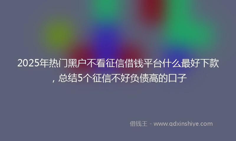 2025年热门黑户不看征信借钱平台什么最好下款，总结5个征信不好负债高的口子