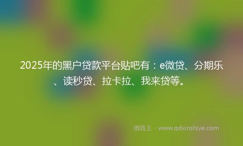 2025年的黑户贷款平台贴吧有：e微贷、分期乐、读秒贷、拉卡拉、我来贷等。