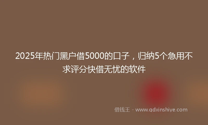 2025年热门黑户借5000的口子，归纳5个急用不求评分快借无忧的软件