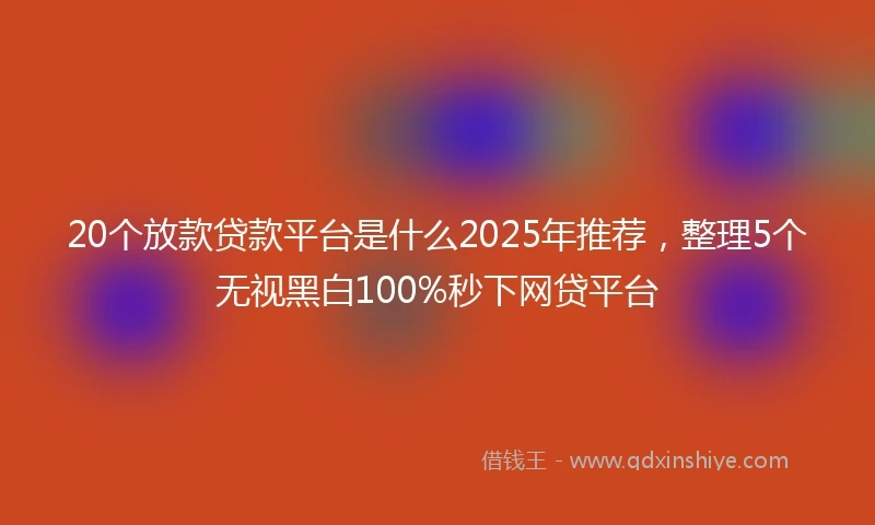 20个放款贷款平台是什么2025年推荐，整理5个无视黑白100%秒下网贷平台