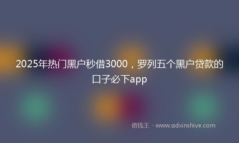 2025年热门黑户秒借3000，罗列五个黑户贷款的口子必下app