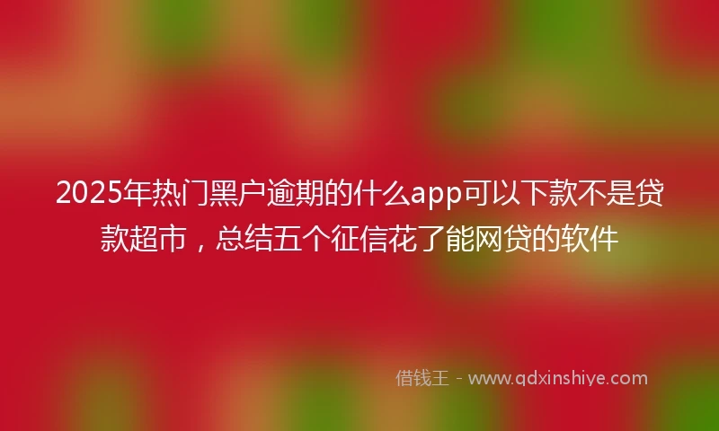2025年热门黑户逾期的什么app可以下款不是贷款超市，总结五个征信花了能网贷的软件