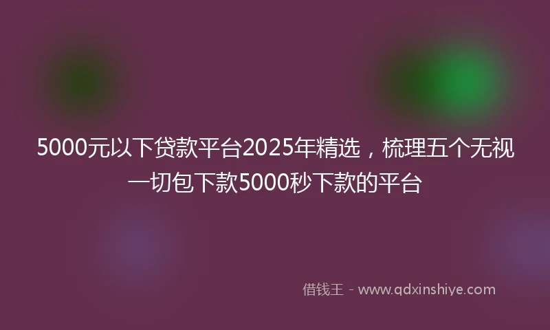 5000元以下贷款平台2025年精选，梳理五个无视一切包下款5000秒下款的平台