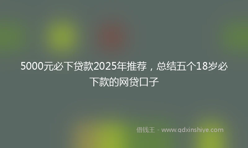 5000元必下贷款2025年推荐，总结五个18岁必下款的网贷口子
