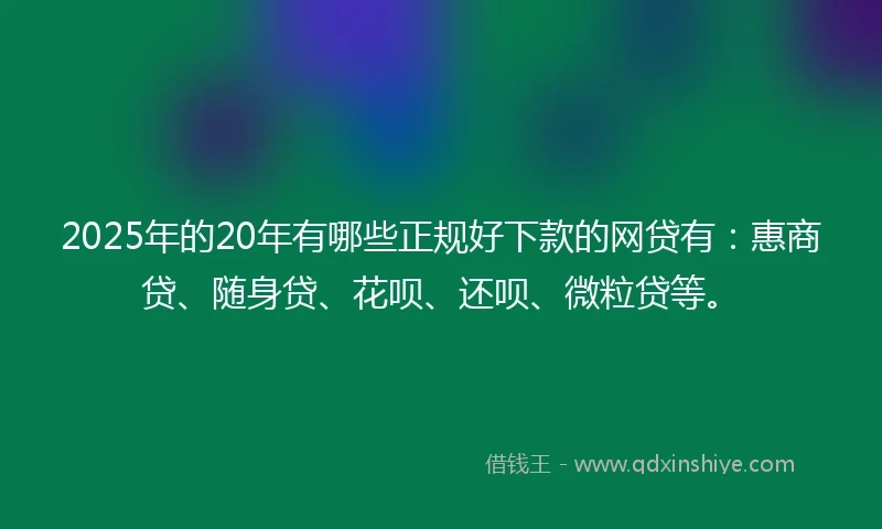 2025年的20年有哪些正规好下款的网贷有：惠商贷、随身贷、花呗、还呗、微粒贷等。