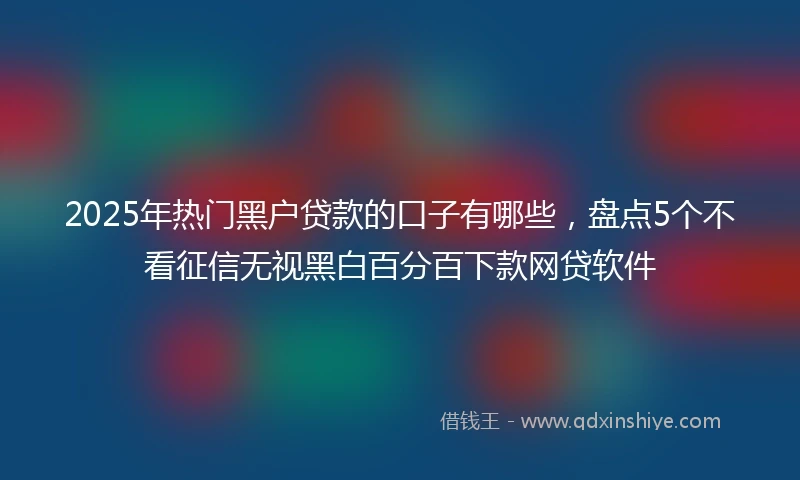 2025年热门黑户贷款的口子有哪些，盘点5个不看征信无视黑白百分百下款网贷软件