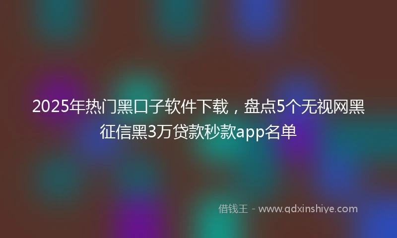 2025年热门黑口子软件下载，盘点5个无视网黑征信黑3万贷款秒款app名单