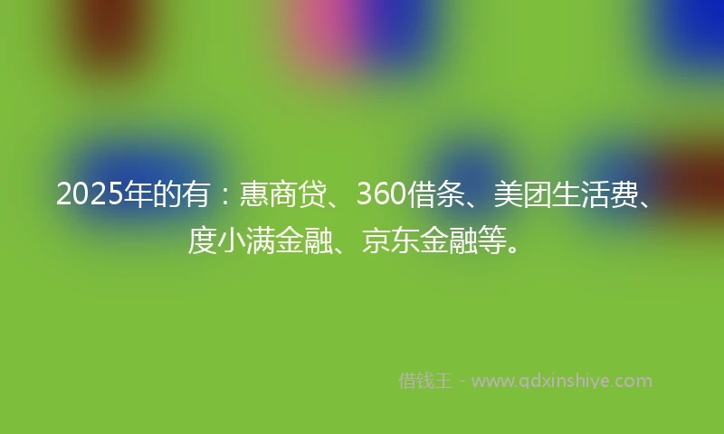 2025年的有：惠商贷、360借条、美团生活费、度小满金融、京东金融等。