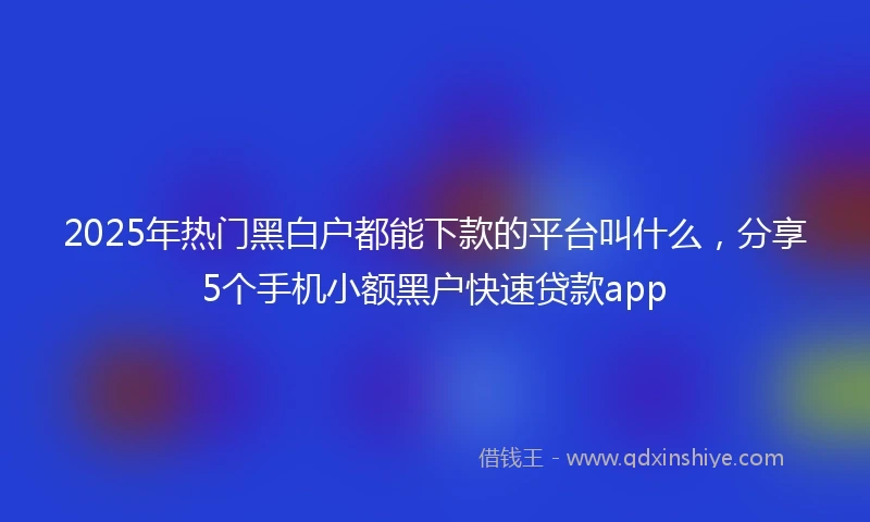 2025年热门黑白户都能下款的平台叫什么，分享5个手机小额黑户快速贷款app