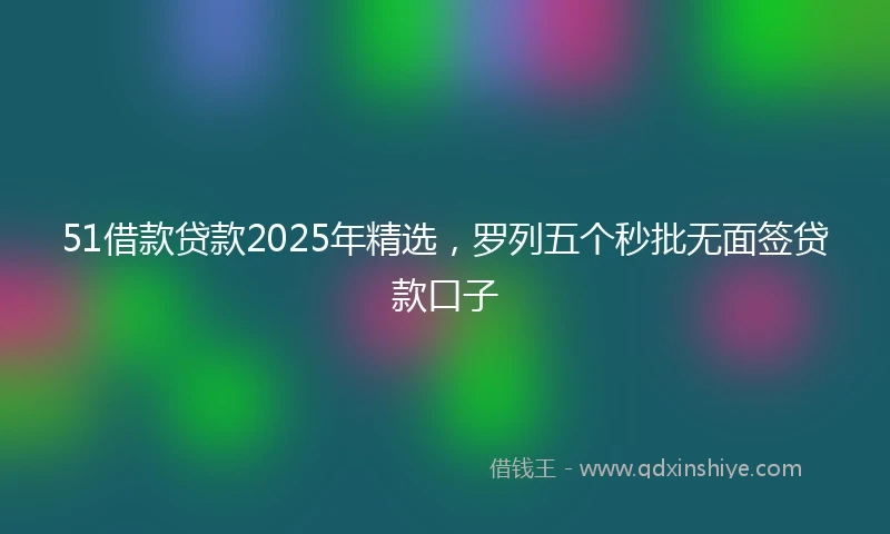 51借款贷款2025年精选，罗列五个秒批无面签贷款口子