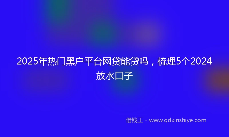 2025年热门黑户平台网贷能贷吗，梳理5个2024放水口子