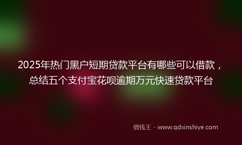 2025年热门黑户短期贷款平台有哪些可以借款，总结五个支付宝花呗逾期万元快速贷款平台