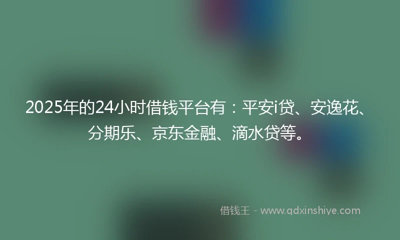 2025年的24小时借钱平台有：平安i贷、安逸花、分期乐、京东金融、滴水贷等。