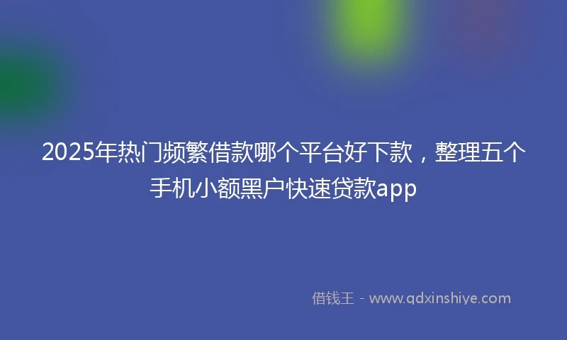 2025年热门频繁借款哪个平台好下款，整理五个手机小额黑户快速贷款app