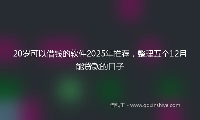 20岁可以借钱的软件2025年推荐，整理五个12月能贷款的口子