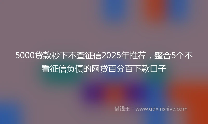 5000贷款秒下不查征信2025年推荐，整合5个不看征信负债的网贷百分百下款口子