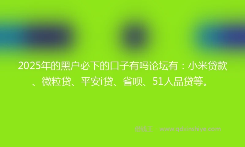 2025年的黑户必下的口子有吗论坛有：小米贷款、微粒贷、平安i贷、省呗、51人品贷等。