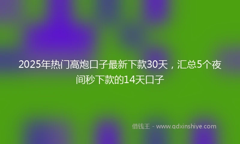 2025年热门高炮口子最新下款30天，汇总5个夜间秒下款的14天口子