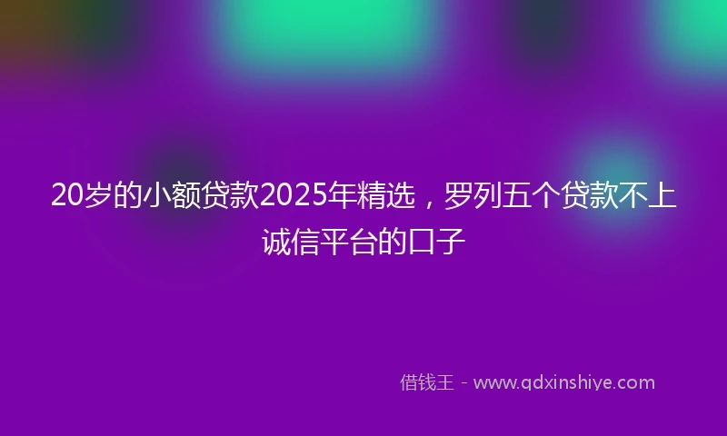 20岁的小额贷款2025年精选，罗列五个贷款不上诚信平台的口子