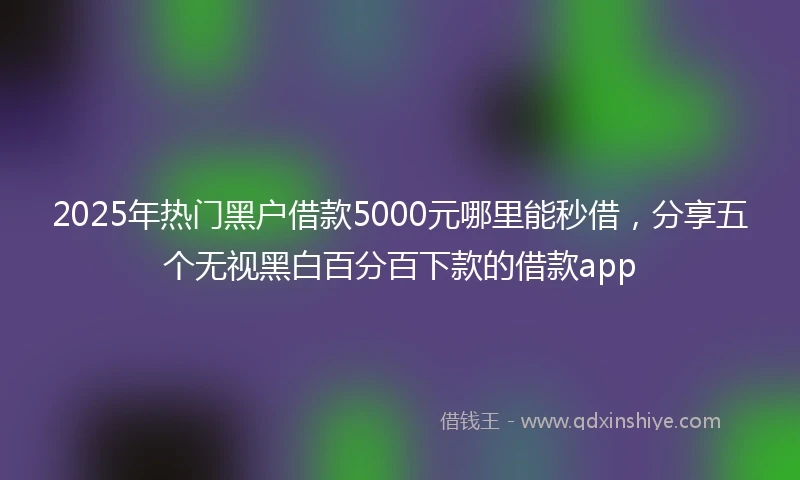 2025年热门黑户借款5000元哪里能秒借，分享五个无视黑白百分百下款的借款app