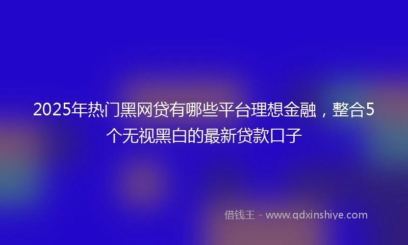 2025年热门黑网贷有哪些平台理想金融，整合5个无视黑白的最新贷款口子