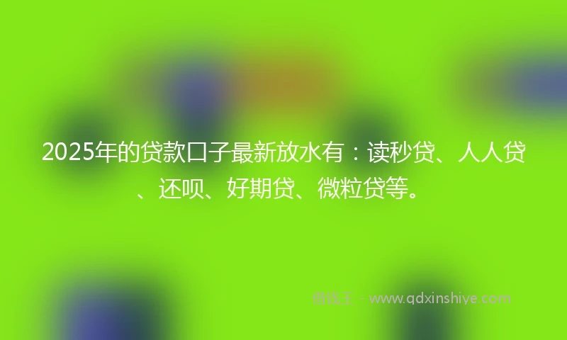 2025年的贷款口子最新放水有：读秒贷、人人贷、还呗、好期贷、微粒贷等。
