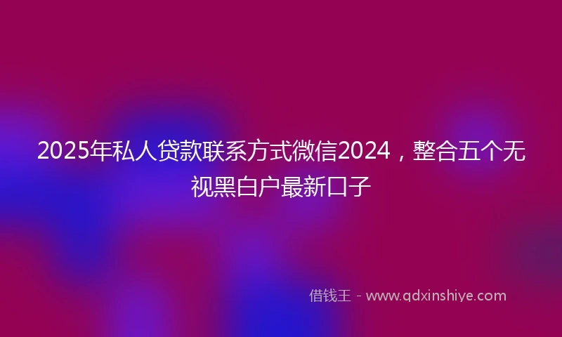 2025年私人贷款联系方式微信2024，整合五个无视黑白户最新口子