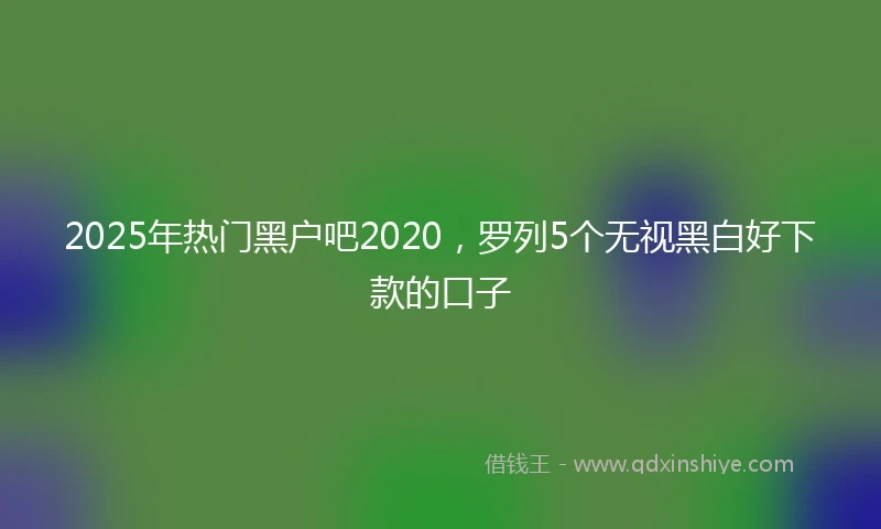 2025年热门黑户吧2020，罗列5个无视黑白好下款的口子