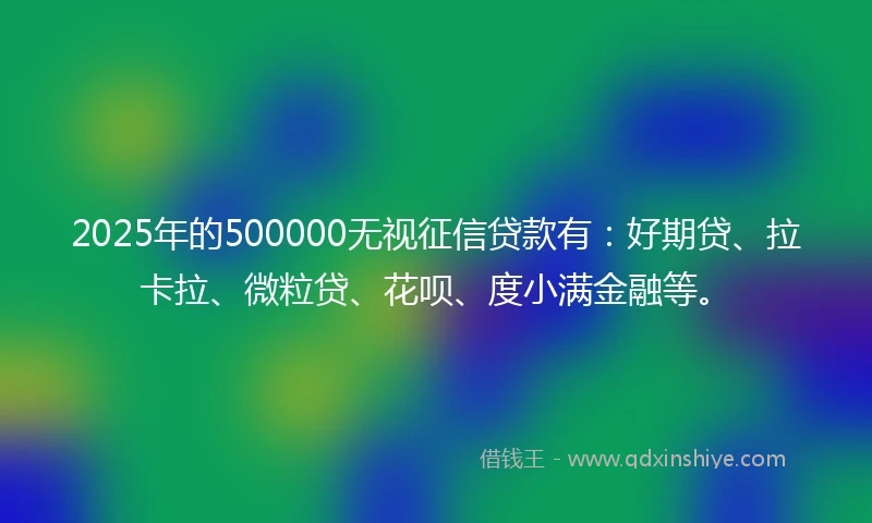 2025年的500000无视征信贷款有：好期贷、拉卡拉、微粒贷、花呗、度小满金融等。